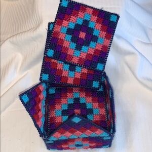 Plastic/Yarn Coaster Set W/ Box